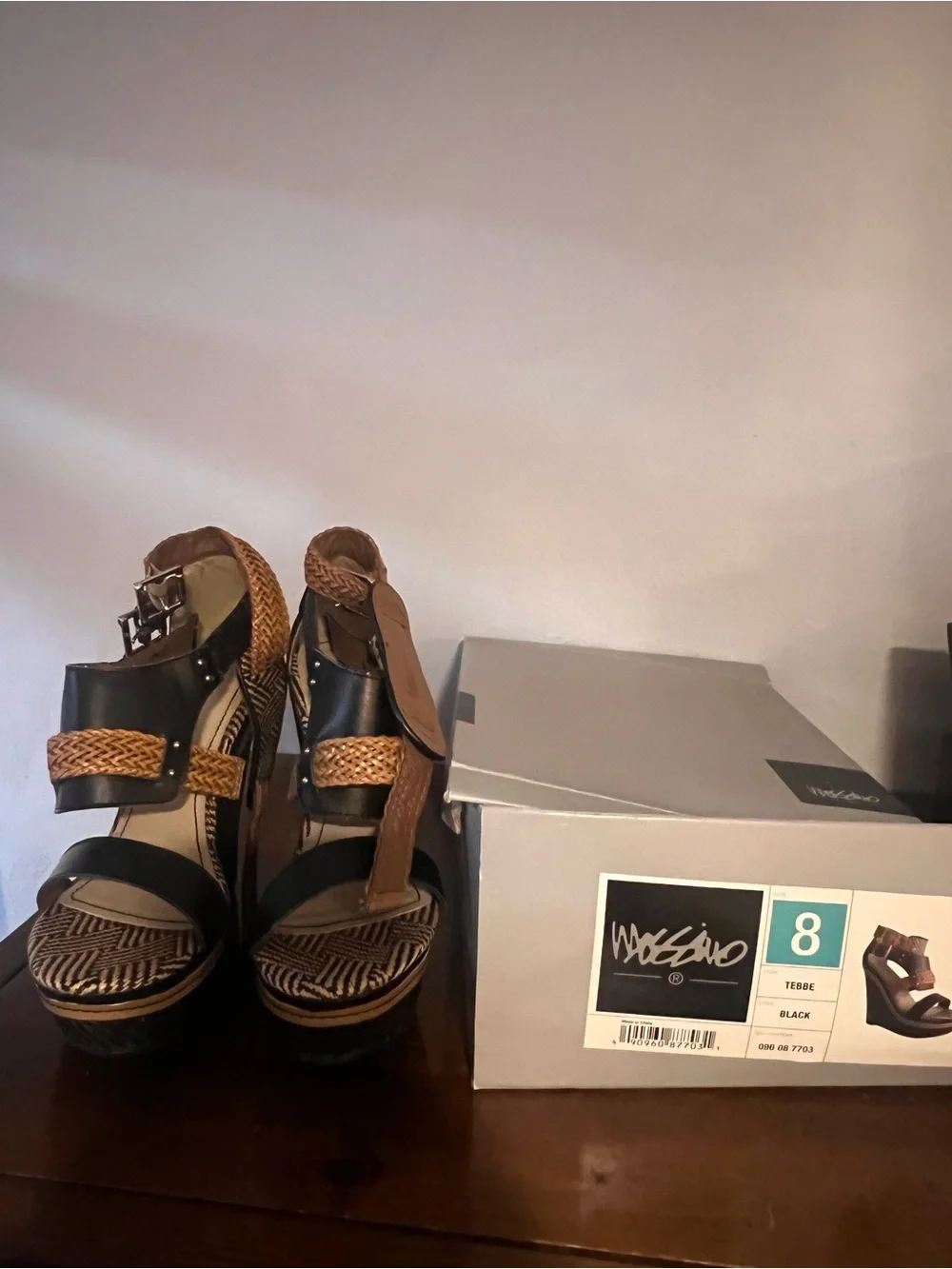 Mossimo Supply Co. Black and Tan Braided Wedge Sandals